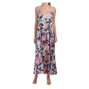 NICOLE MILLER Sleeveless Floral Abstract Satin Maxi